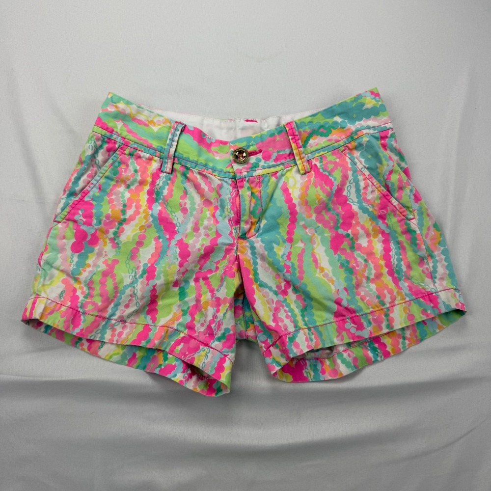 Lilly Pulitzer Callahan Shorts Women 00 Multicolor Print Cotton Chino Casual